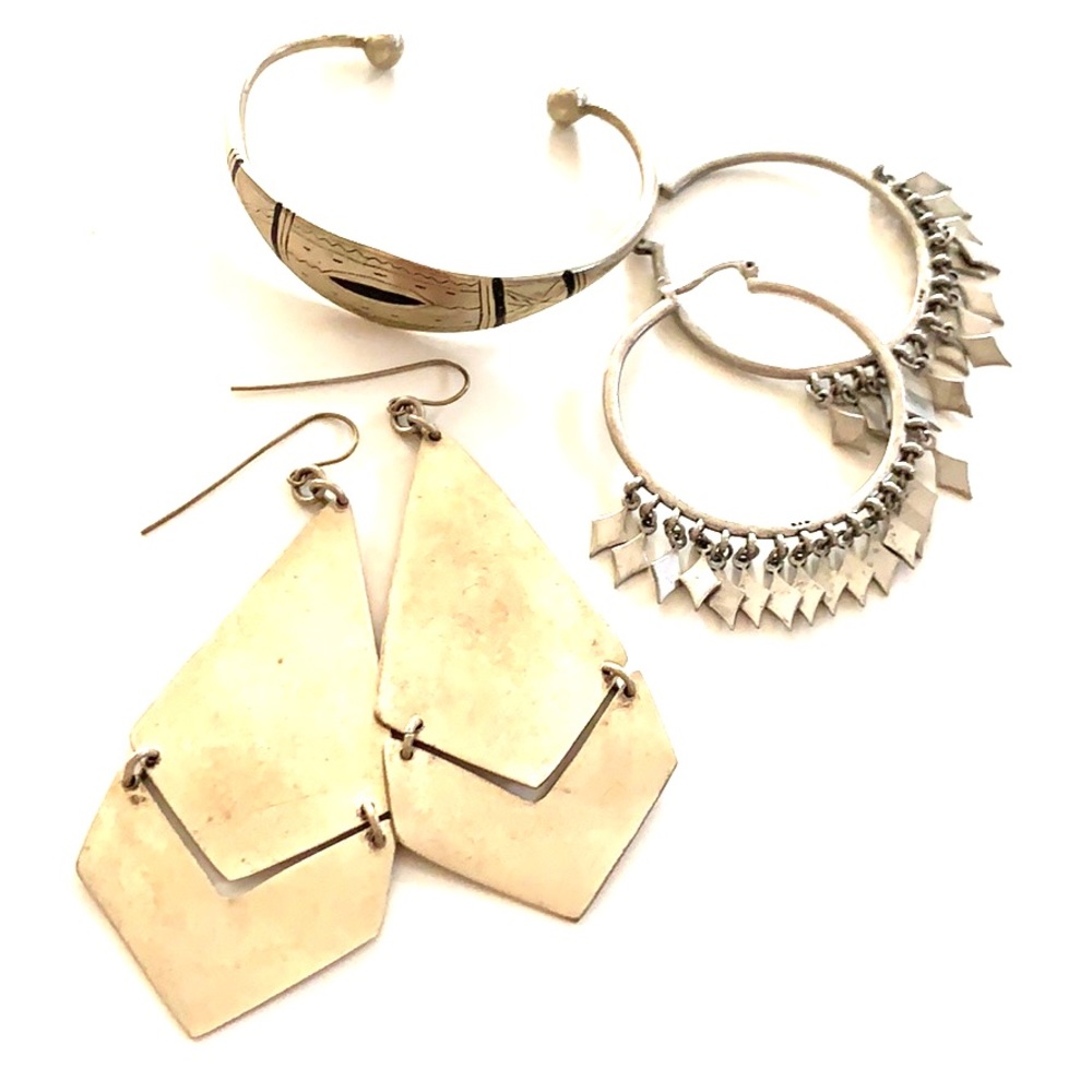 Lot of 3 Anthro & Vintage Silver Boho Jewlery